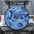 Bright Blue Rose Print Tire Cover With Camera Hole