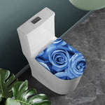 Bright Blue Rose Print Toilet Lid Cover