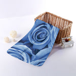 Bright Blue Rose Print Towel