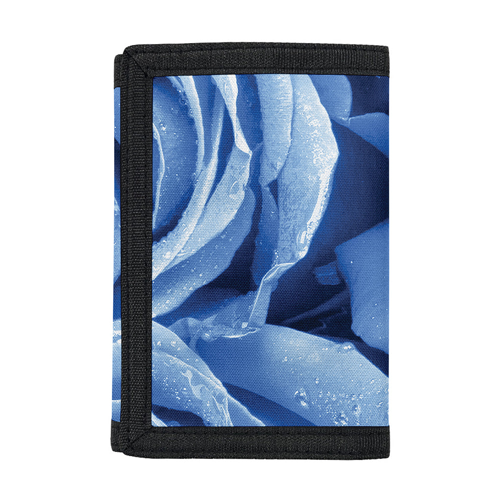 Bright Blue Rose Print Trifold Wallet