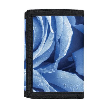 Bright Blue Rose Print Trifold Wallet