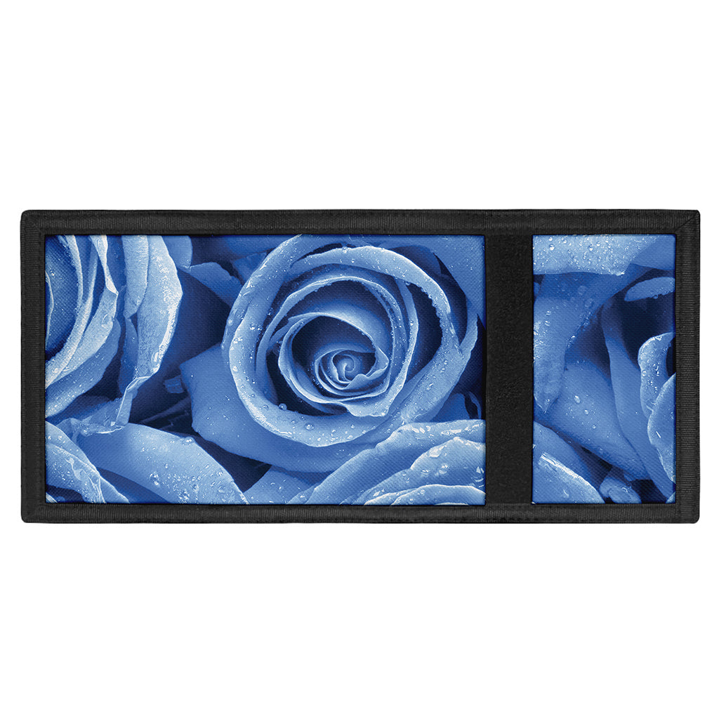 Bright Blue Rose Print Trifold Wallet
