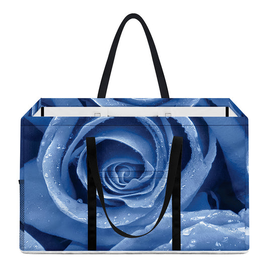 Bright Blue Rose Print Utility Tote Bag