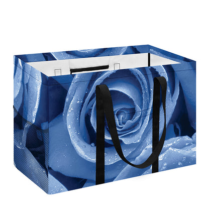 Bright Blue Rose Print Utility Tote Bag