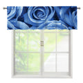 Bright Blue Rose Print Window Valance