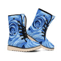 Bright Blue Rose Print Winter Boots