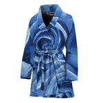 Bright Blue Rose Print Women's Bathrobe