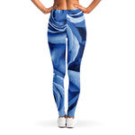 Bright Blue Rose Print Women's Leggings