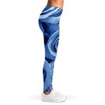 Bright Blue Rose Print Women's Leggings