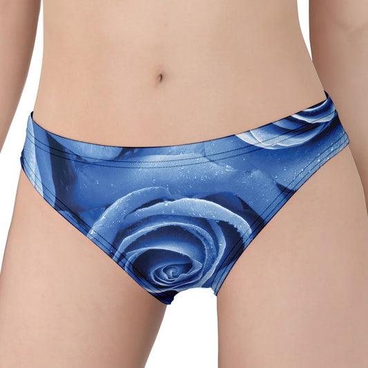 Bright Blue Rose Print Women's Panties