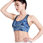 Bright Blue Rose Print Women's Sports Bra