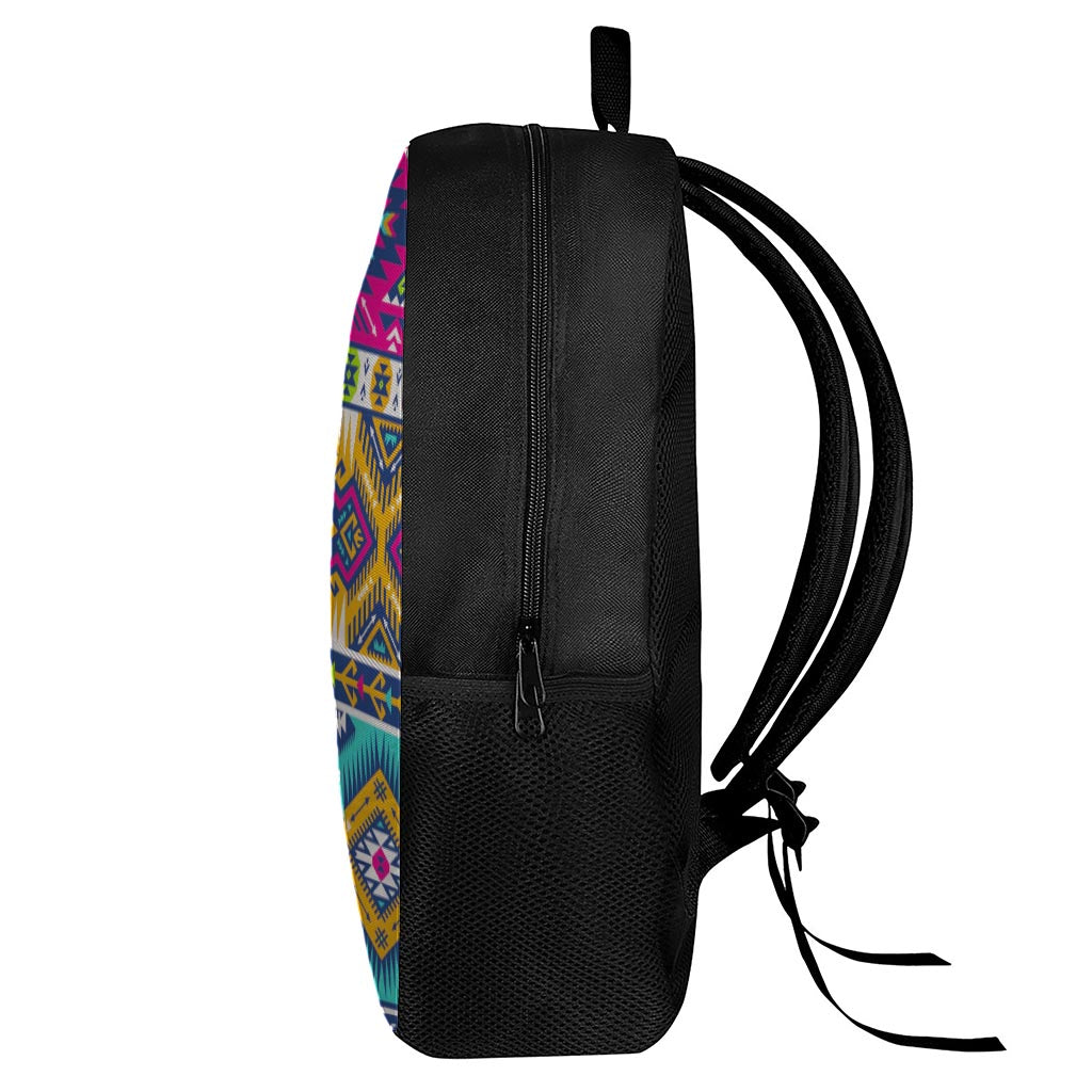 Bright Colors Aztec Pattern Print 17 Inch Backpack