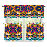 Bright Colors Aztec Pattern Print 3 Piece Kitchen Curtains