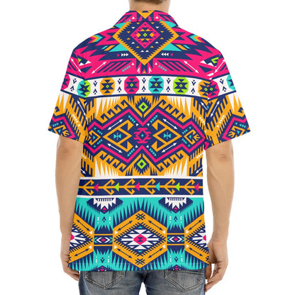 Bright Colors Aztec Pattern Print Aloha Shirt
