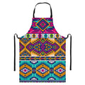 Bright Colors Aztec Pattern Print Bib Apron With Pocket