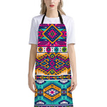 Bright Colors Aztec Pattern Print Bib Apron With Pocket