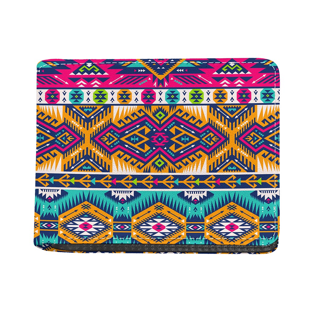 Bright Colors Aztec Pattern Print Bifold Wallet