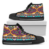 Bright Colors Aztec Pattern Print Black High Top Sneakers