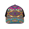 Bright Colors Aztec Pattern Print Black Mesh Trucker Hat