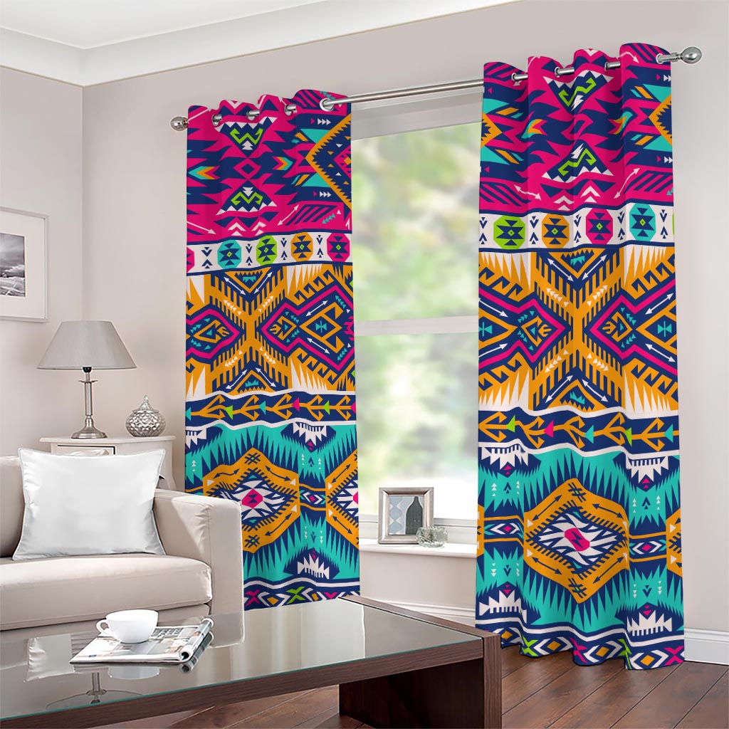 Bright Colors Aztec Pattern Print Blackout Grommet Curtains