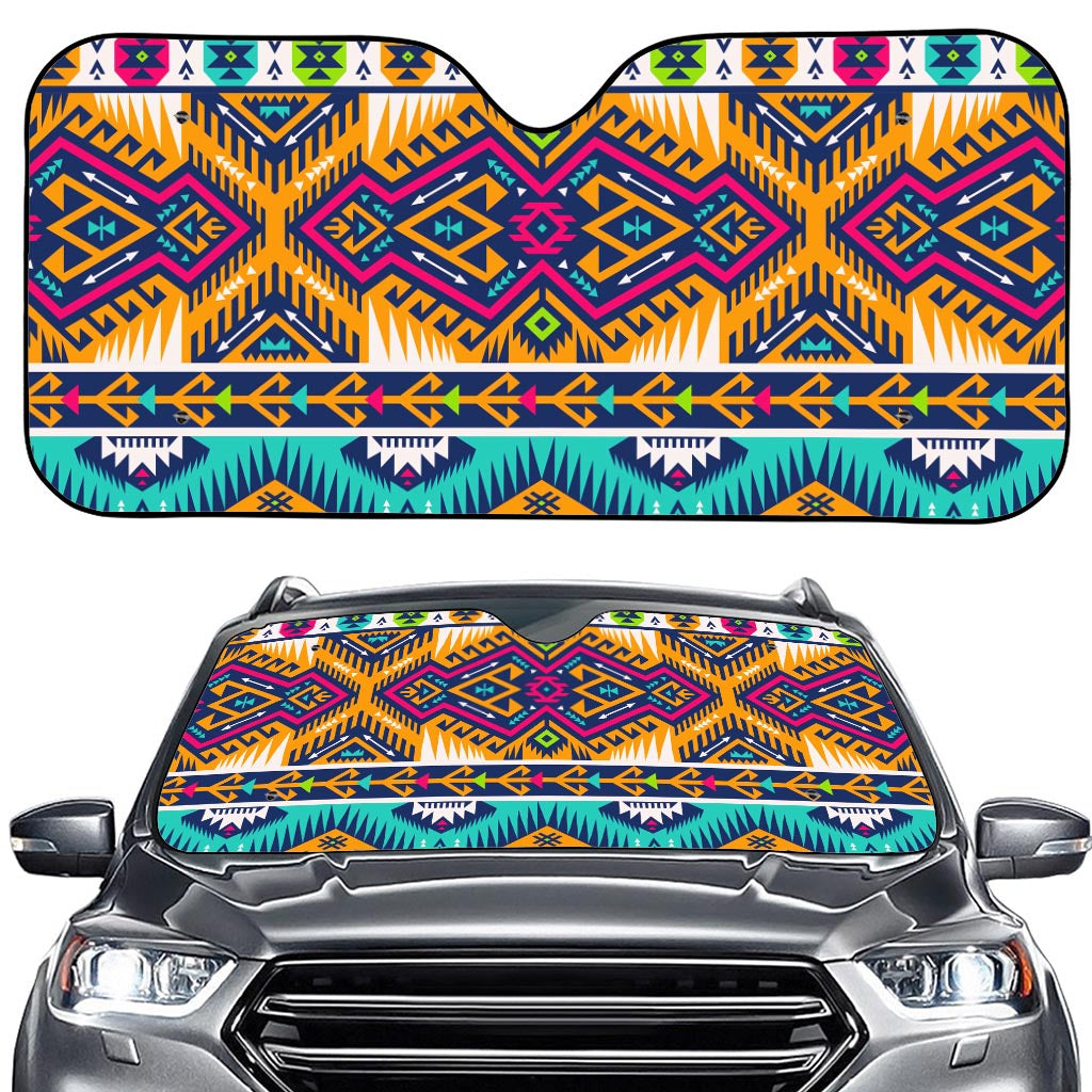 Bright Colors Aztec Pattern Print Car Windshield Sun Shade