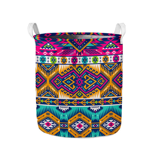 Bright Colors Aztec Pattern Print Collapsible Laundry Basket