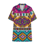 Bright Colors Aztec Pattern Print Cotton Hawaiian Shirt