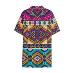 Bright Colors Aztec Pattern Print Cotton Hawaiian Shirt