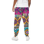 Bright Colors Aztec Pattern Print Cotton Pants