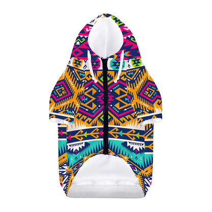 Bright Colors Aztec Pattern Print Dog Zip Up Hoodie