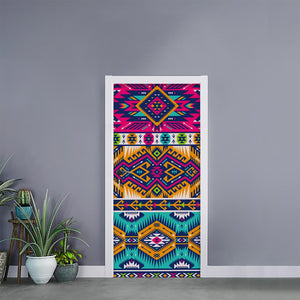 Bright Colors Aztec Pattern Print Door Sticker