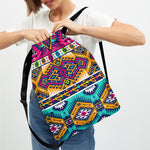 Bright Colors Aztec Pattern Print Drawstring Backpack