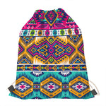 Bright Colors Aztec Pattern Print Drawstring Bag