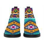 Bright Colors Aztec Pattern Print Flat Ankle Boots