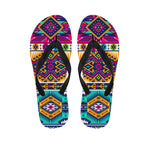 Bright Colors Aztec Pattern Print Flip Flops