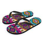Bright Colors Aztec Pattern Print Flip Flops