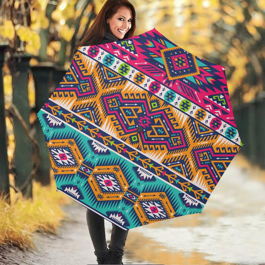 Bright Colors Aztec Pattern Print Foldable Umbrella