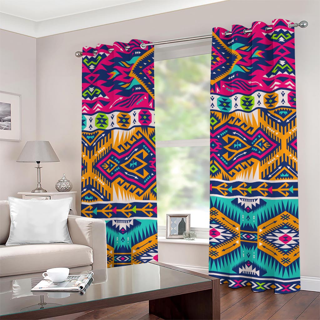 Bright Colors Aztec Pattern Print Grommet Curtains