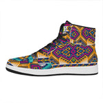 Bright Colors Aztec Pattern Print High Top Leather Sneakers