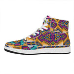 Bright Colors Aztec Pattern Print High Top Leather Sneakers