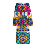 Bright Colors Aztec Pattern Print Hooded Bathrobe