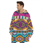 Bright Colors Aztec Pattern Print Hoodie Blanket