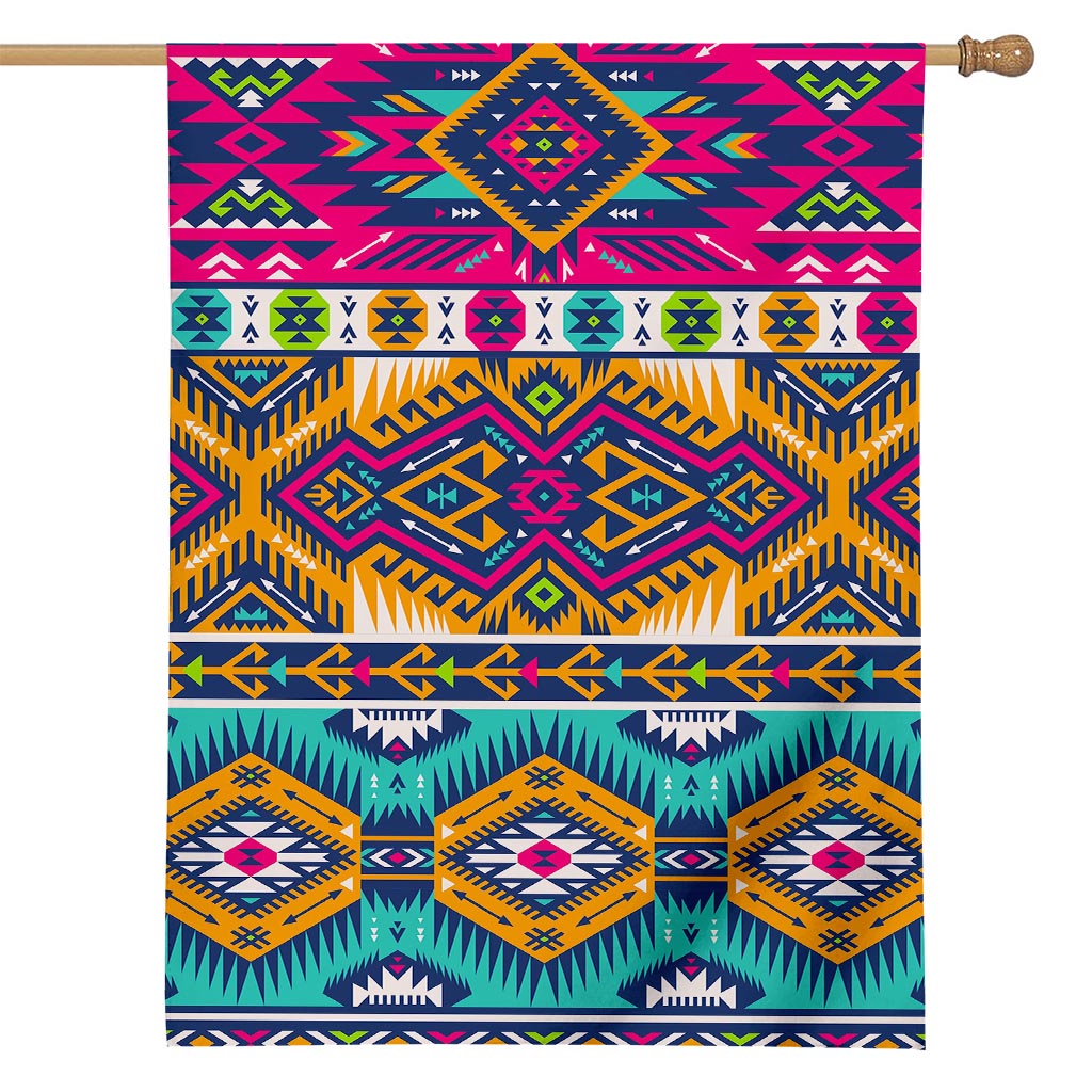 Bright Colors Aztec Pattern Print House Flag
