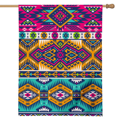 Bright Colors Aztec Pattern Print House Flag