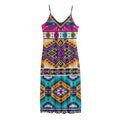 Bright Colors Aztec Pattern Print Jersey Midi Cami Dress