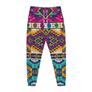 Bright Colors Aztec Pattern Print Jogger Pants