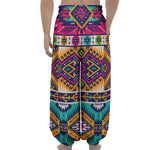 Bright Colors Aztec Pattern Print Lantern Pants