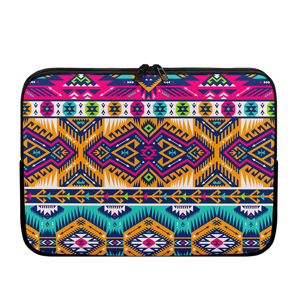 Bright Colors Aztec Pattern Print Laptop Sleeve