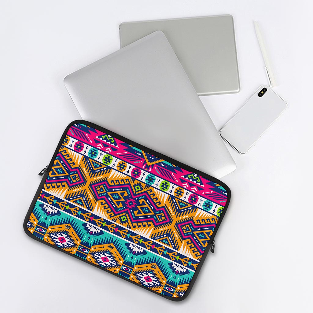 Bright Colors Aztec Pattern Print Laptop Sleeve