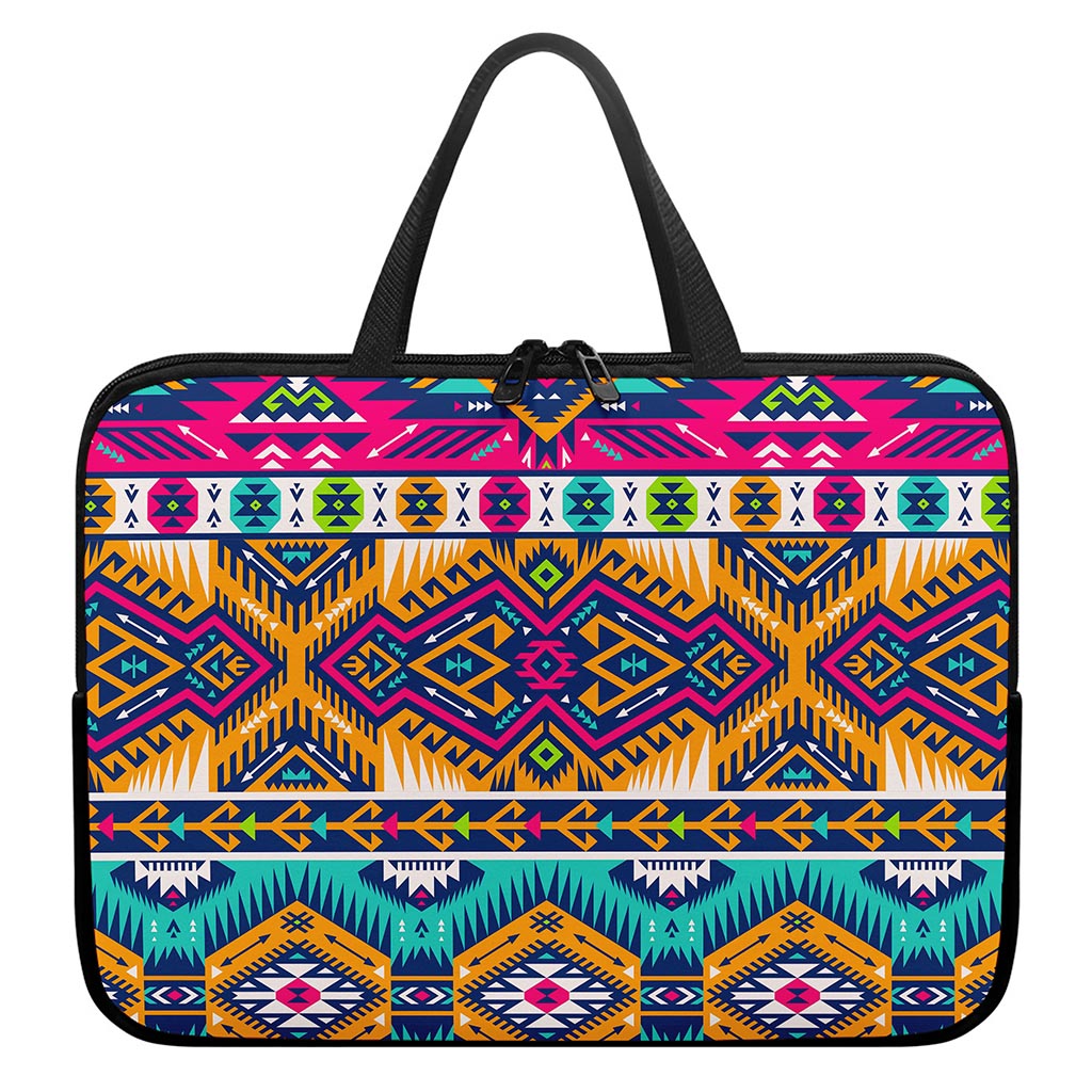 Bright Colors Aztec Pattern Print Laptop Sleeve With Handle